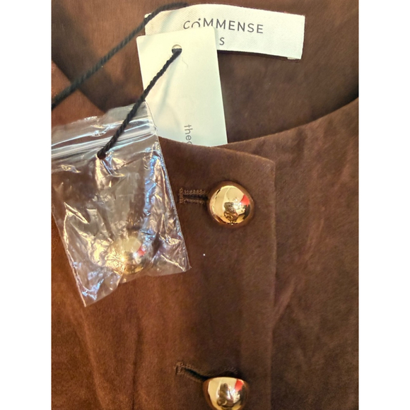 Commense Suede Effect Vest with Belt in Dark Brown - Picture 8 of 9